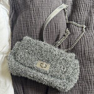 Stylish Silver Textured Women's Bag
